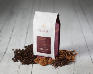 Coffee with ingredients tabletop product photograph mini lifestyle photo on white wooden floor