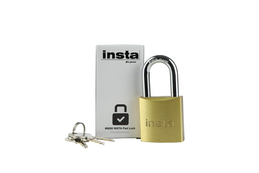 product photo on white background of a silver and gold insta pad lock i